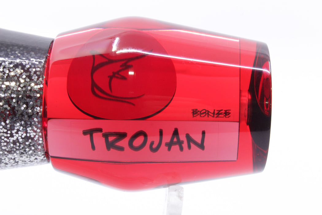 Bonze Lures Red Mirrored Red Eyes Trojan 10" 5.5oz Black Aurora-Silver/Red