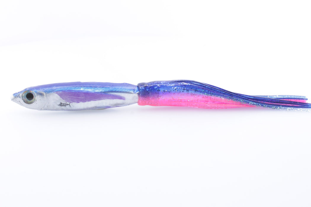 Aloha Lures Silver Rainbow Blue Back Purple Fins Slapstick 5" 5.5oz Skirted Blue-Pink