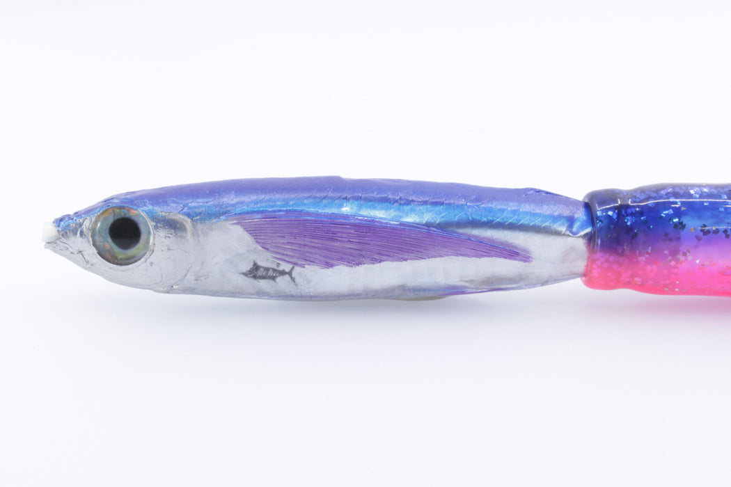 Aloha Lures Silver Rainbow Blue Back Purple Fins Slapstick 5" 5.5oz Skirted Blue-Pink