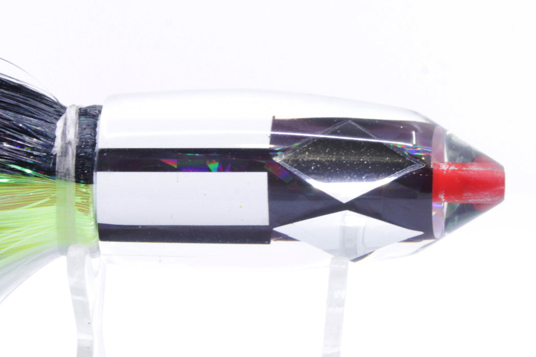 Aloha Lures Clear Mirrored Black Rainbow Deep Six 9" 6oz Strobez Black-Yellow-White