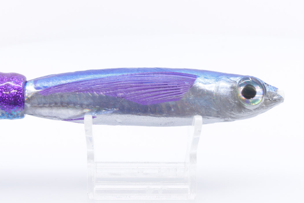 Aloha Lures Silver Rainbow Blue Back Purple Fins Slapstick 5" 5.5oz Skirted Purple-Blue