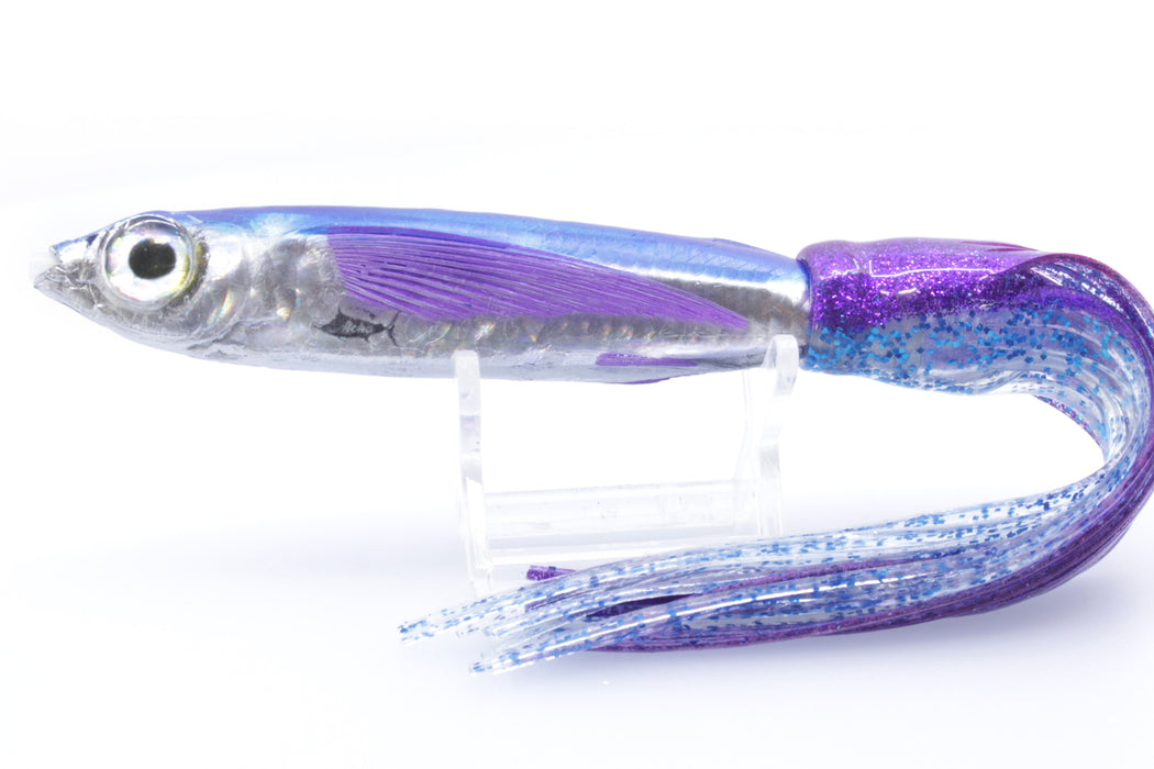 Aloha Lures Silver Rainbow Blue Back Purple Fins Slapstick 5" 5.5oz Skirted Purple-Blue