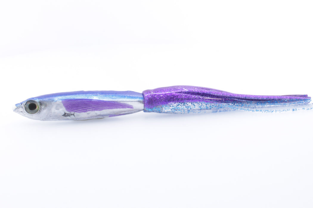 Aloha Lures Silver Rainbow Blue Back Purple Fins Slapstick 5" 5.5oz Skirted Purple-Blue