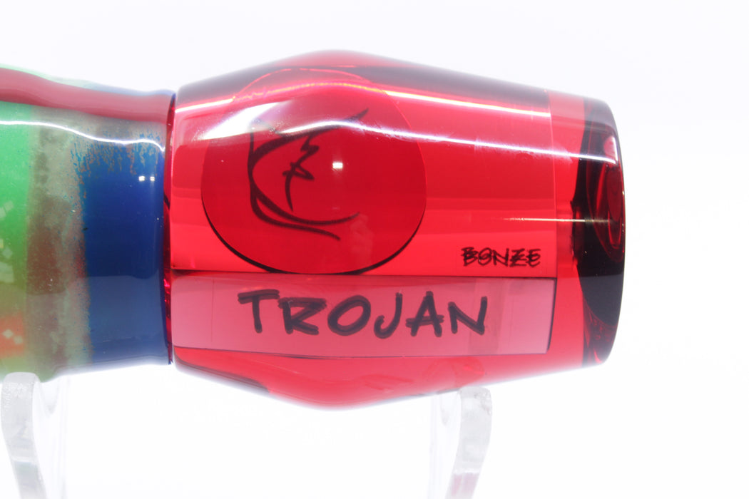 Bonze Lures Red Mirrored Red Eyes Trojan 10" 5.5oz Glow-Blue Bars GZE