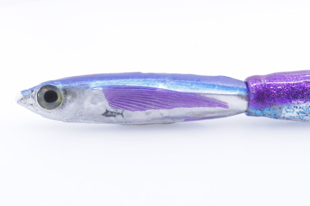 Aloha Lures Silver Rainbow Blue Back Purple Fins Slapstick 5" 5.5oz Skirted Purple-Blue