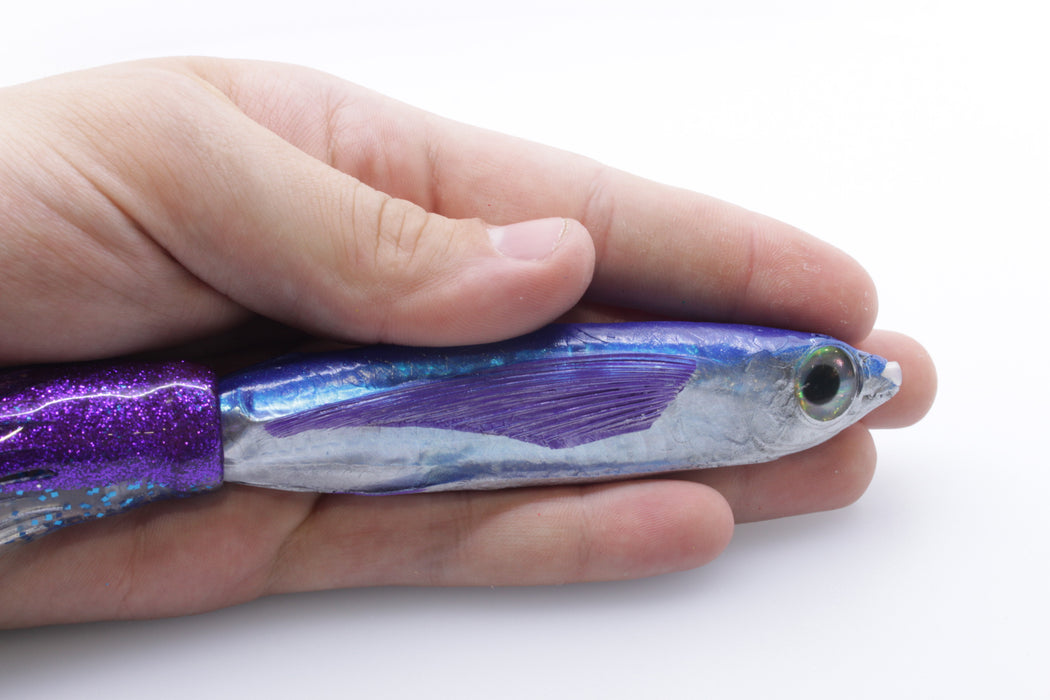 Aloha Lures Silver Rainbow Blue Back Purple Fins Slapstick 5" 5.5oz Skirted Purple-Blue