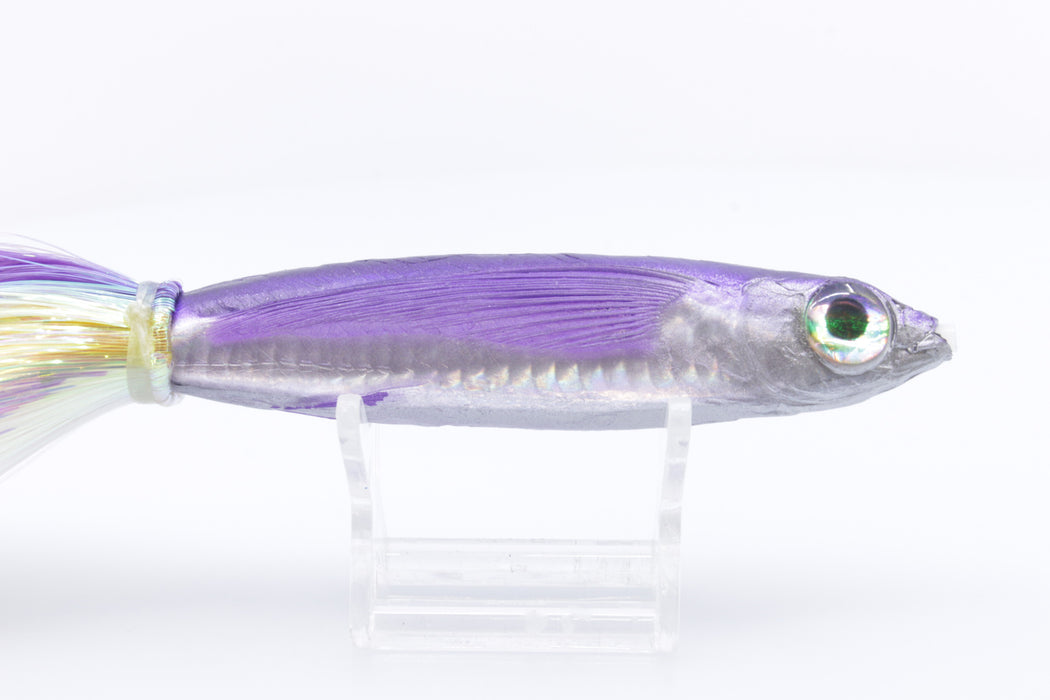 Aloha Lures Silver Rainbow Purple Back Slapstick 5" 5.5oz Strobez Purple-Yellow-White