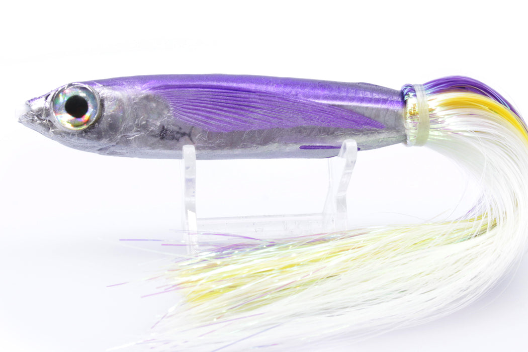 Aloha Lures Silver Rainbow Purple Back Slapstick 5" 5.5oz Strobez Purple-Yellow-White