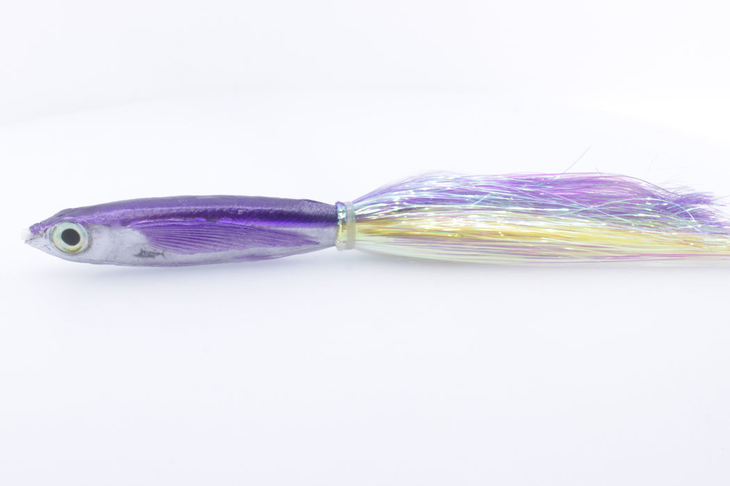 Aloha Lures Silver Rainbow Purple Back Slapstick 5" 5.5oz Strobez Purple-Yellow-White