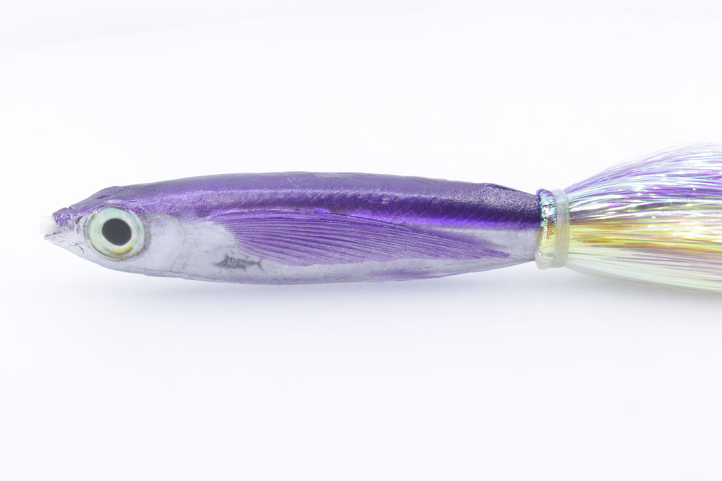 Aloha Lures Silver Rainbow Purple Back Slapstick 5" 5.5oz Strobez Purple-Yellow-White