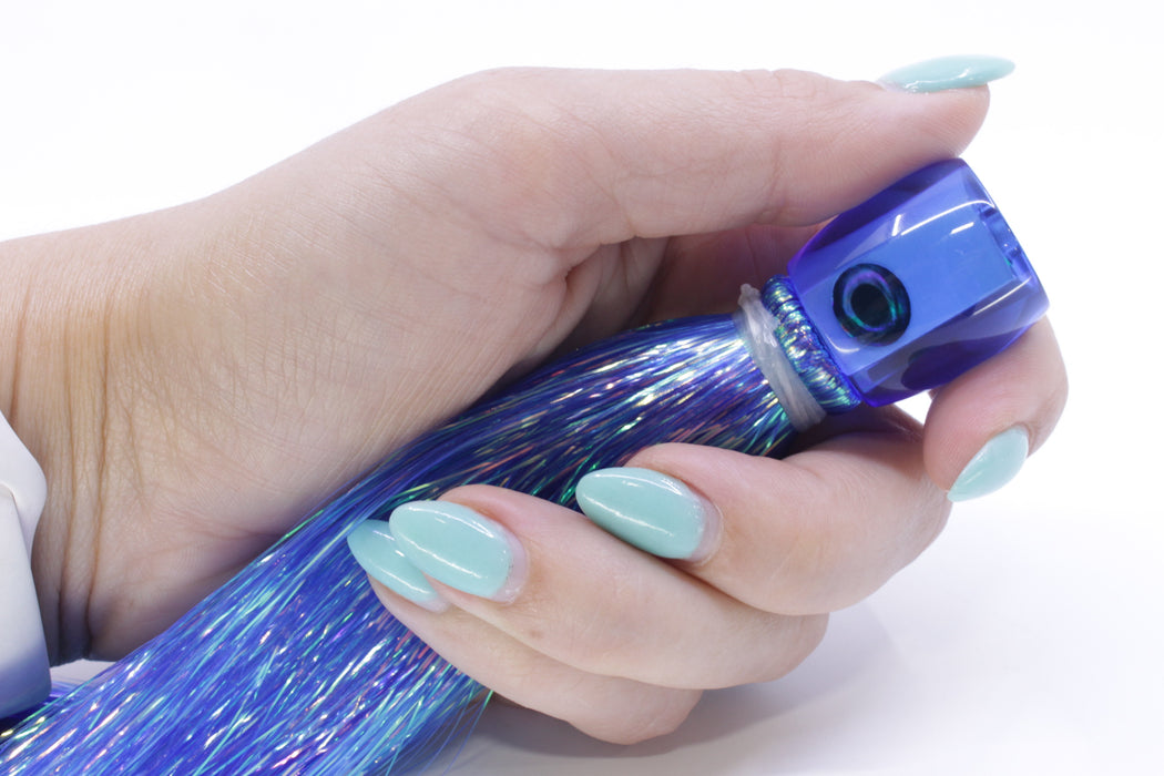 Moyes Lures Blue MOP Tang 5" 1.5oz Flashabou Dark Blue/White