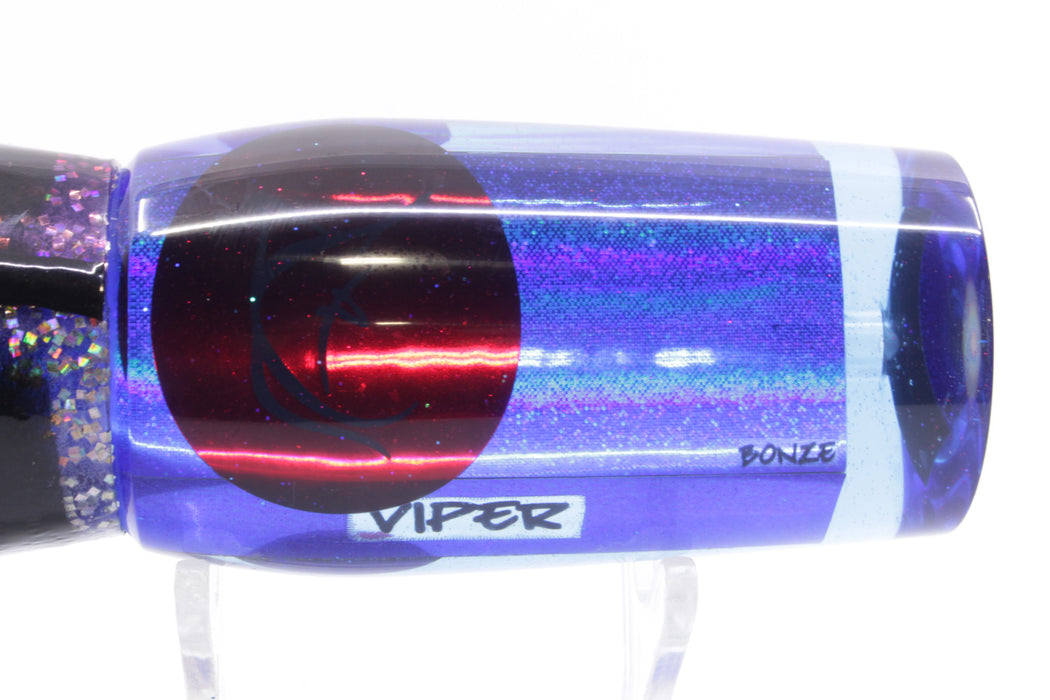 Bonze Lures Blue Rainbow Red Eyes Viper 12" 10oz Purple Black Bars-Holo Black Bars