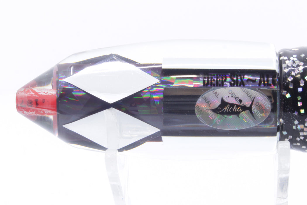 Aloha Lures Clear Mirrored Black Rainbow Deep Six 9" 5.2oz Skirted Black/Rainbow