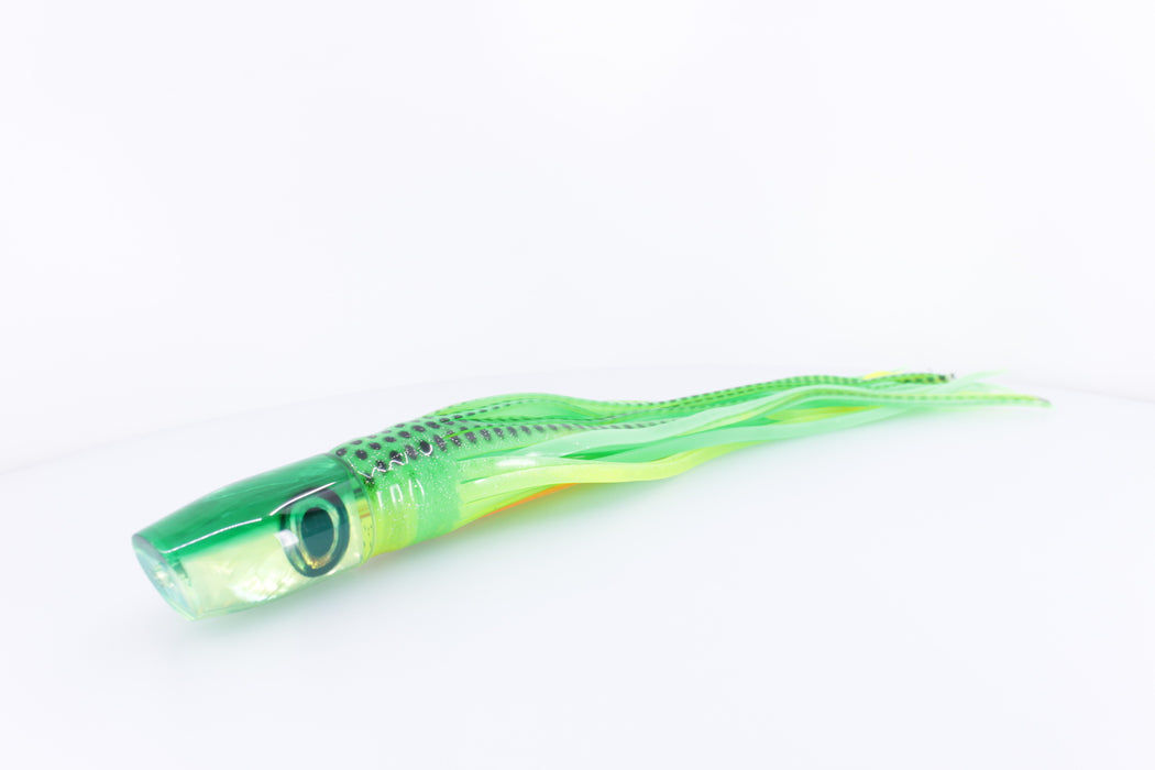 Moyes Lures Yellow MOP Green Back Small Plunger 9" 5oz Skirted