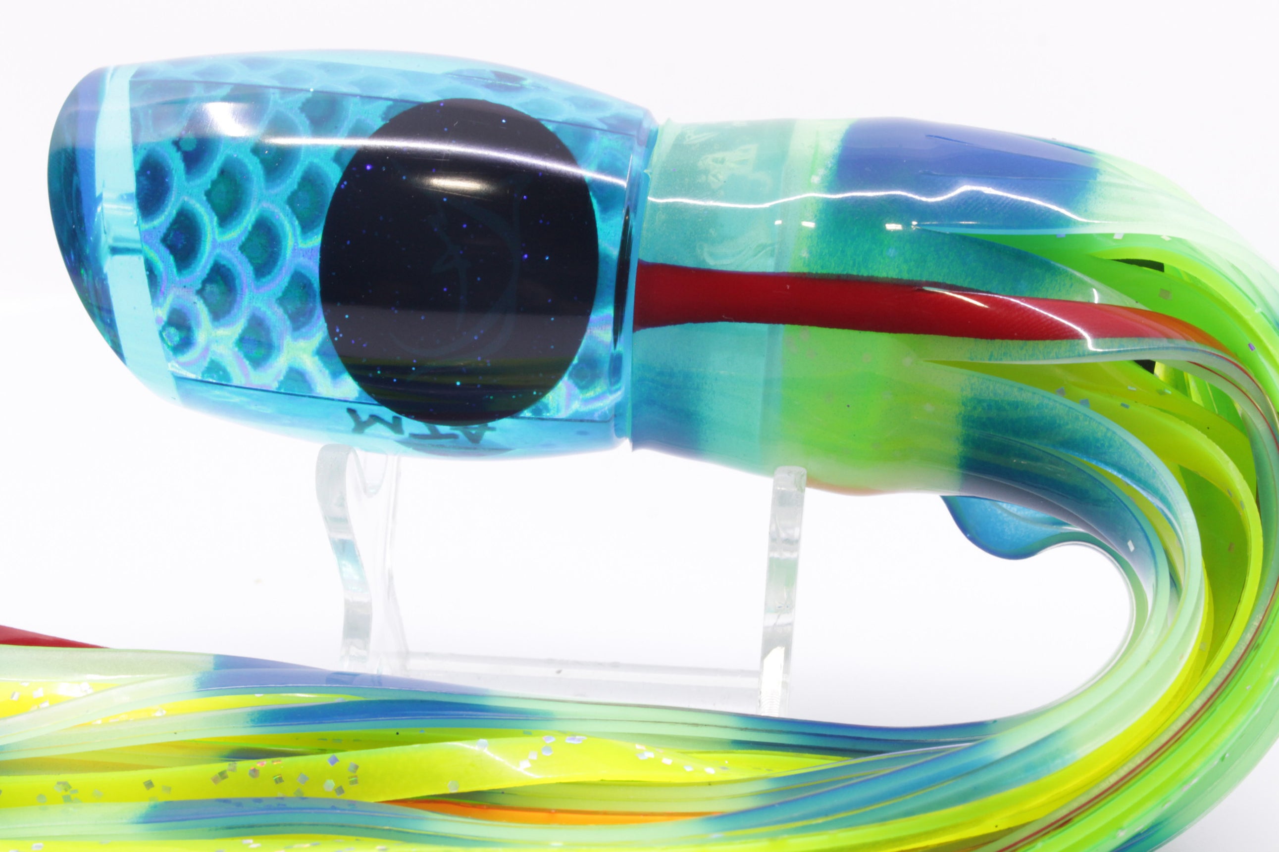 Bonze Lures Teal Rainbow Scale Red Eyes ATM 10" 6oz GreenBlue Bars