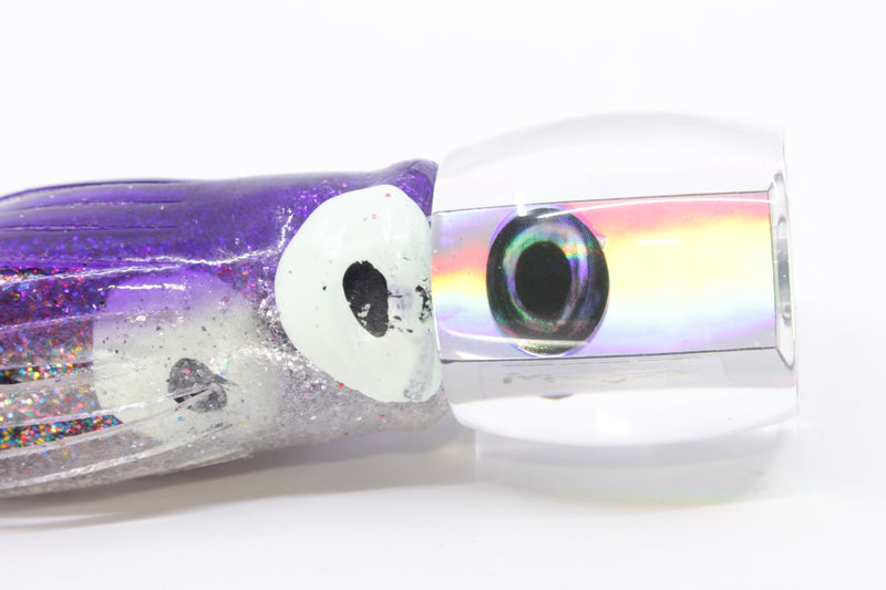 Moyes Lures Silver Rainbow Pearl Tang 5" 3oz Skirted Purple-Clear/Firecracker