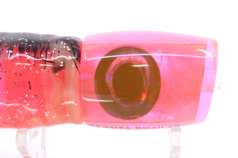 Moyes Lures Fluorescent Pink MOP Small J-Boy 9" 5oz Skirted Root Beer-Petrolero/Pink GZE