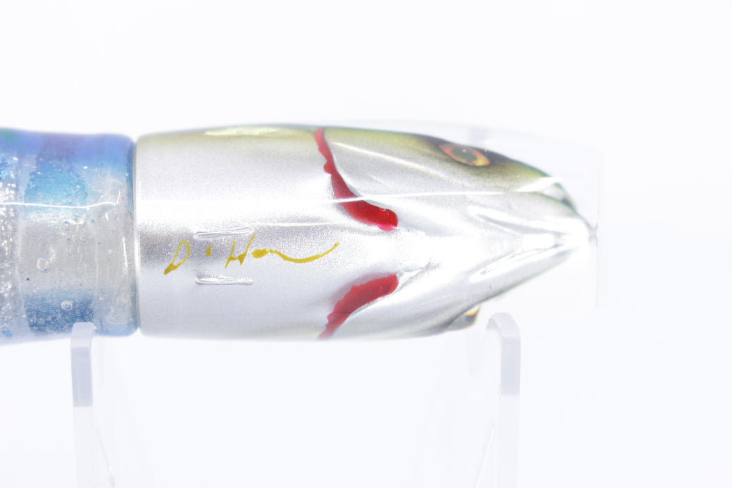 JB Signature Lures Mackerel Scad (Opelu) Small Plunger 7" 3.5oz Skirted Blue-Silver