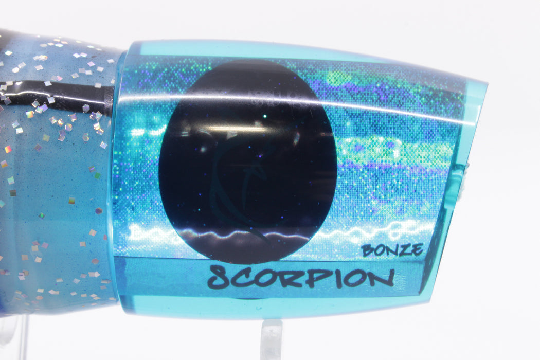 Bonze Lures Teal Rainbow Red Eyes Scorpion 14" 11.3oz Blue-White-Black/Purple