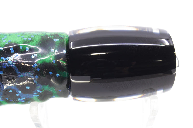 Moyes Lures Blue-Green Oil Slick Black Back Small J-Boy 9" 5oz Skirted Black Dots-Blue Dots GZE