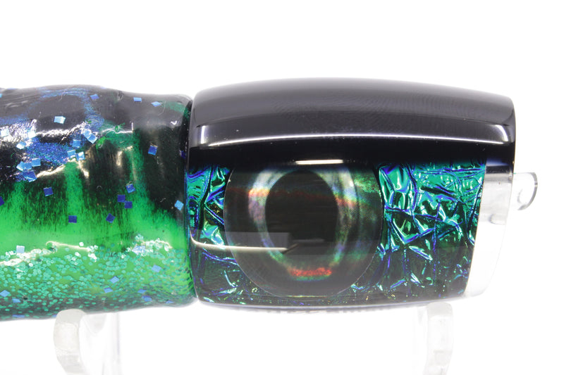 Moyes Lures Blue-Green Oil Slick Black Back Small J-Boy 9" 5oz Skirted Black Dots-Blue Dots GZE