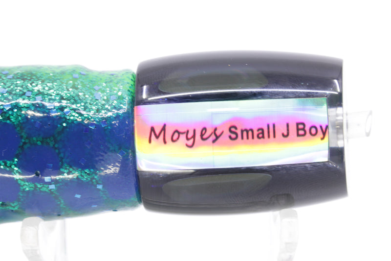 Moyes Lures Blue-Green Oil Slick Black Back Small J-Boy 9" 5oz Skirted Black Dots-Blue Dots GZE