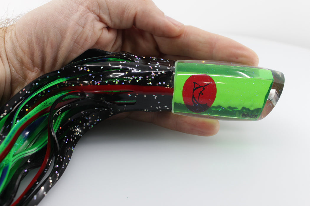 Bonze Lures Green Mirrored-Chrome Red Eyes Kraken 10" 8oz Black-Green