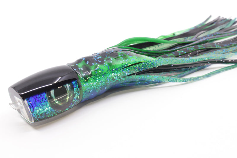 Moyes Lures Blue-Green Oil Slick Black Back Small J-Boy 9" 5oz Skirted Black Dots-Blue Dots GZE