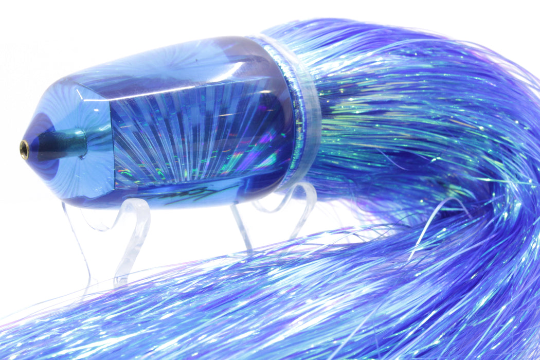 Koya Lures Blue Rainbow Starburst Bullet 9"+ 7.5oz Flashabou Dark Blue/White