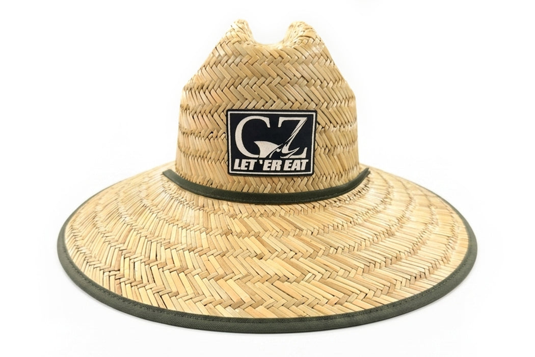 GZ Lures 'Let 'Er Eat' Straw Sun Hat Black Patch PRE-ORDER (2-3 Week Delivery)