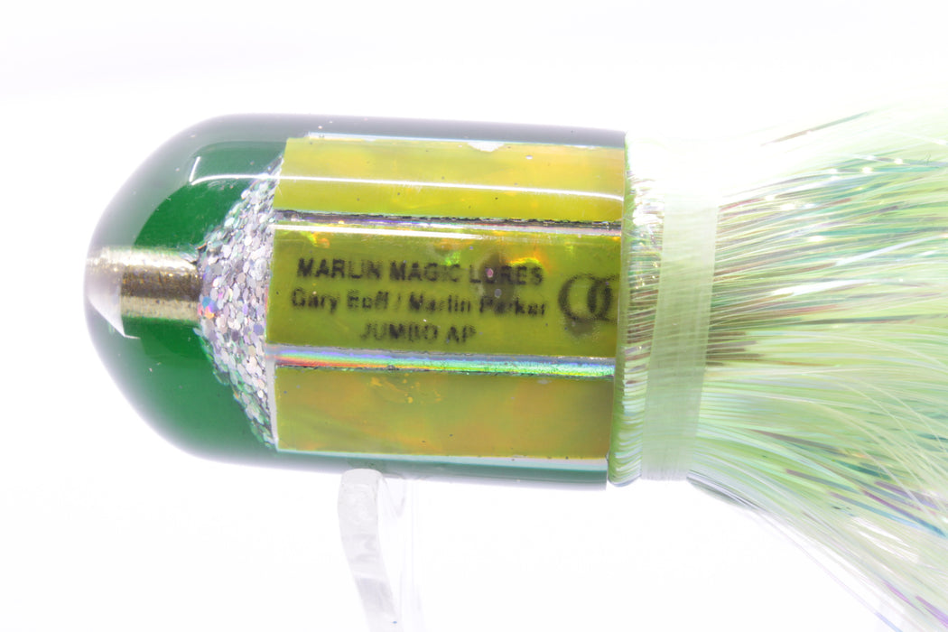 Marlin Magic Lures Lime Green MOP Green Back Jumbo AP Bullet 9" 6oz Flashabou