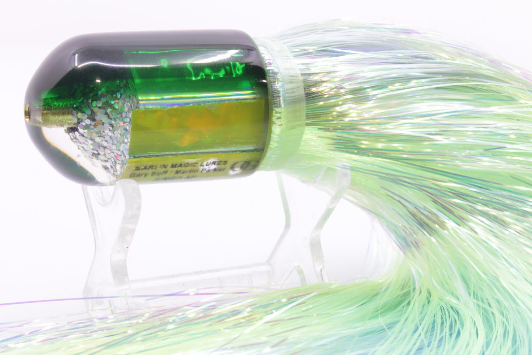 Marlin Magic Lures Lime Green MOP Green Back Jumbo AP Bullet 9" 6oz Flashabou