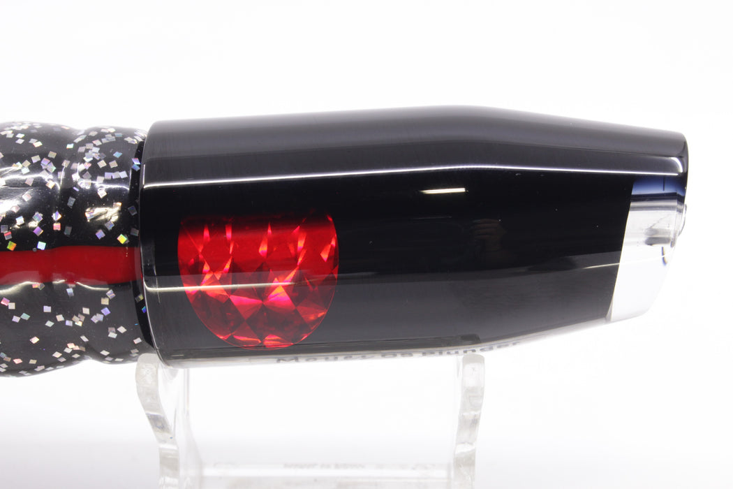 Moyes Lures Black Pearl Black Back Red Eyes O.S. Plunger 12" 7oz Skirted Black/Purple