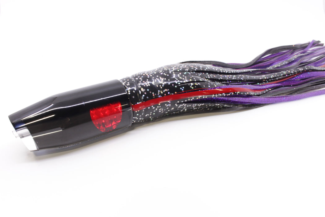 Moyes Lures Black Pearl Black Back Red Eyes O.S. Plunger 12" 7oz Skirted Black/Purple