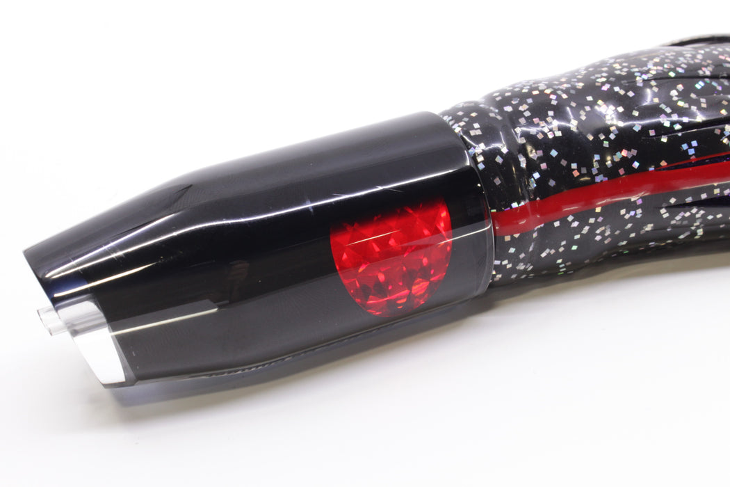 Moyes Lures Black Pearl Black Back Red Eyes O.S. Plunger 12" 7oz Skirted Black/Purple