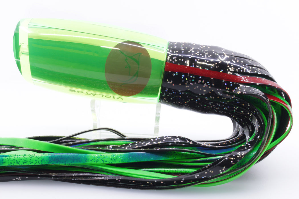 Bonze Lures Chartreuse Mirrored Red Eyes Violator 14" 17oz Black/Green-Blue Bars