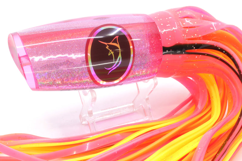 Bonze Lures Pink Rainbow Black Eyes Notorious 14" 12oz Skirted Pink/Orange-Yellow