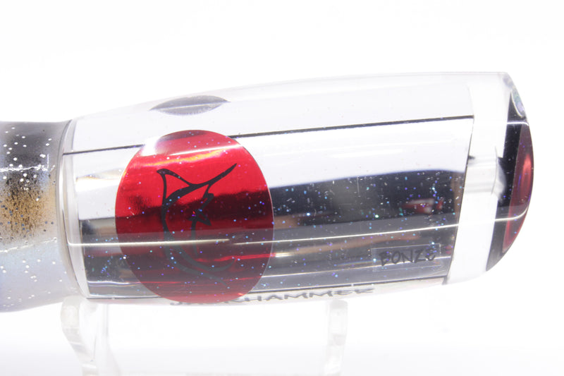 Bonze Lures Mirrored Red Eyes Jackhammer 10" 8.5oz Skirted White-Black Stripes