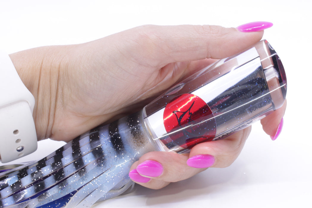 Bonze Lures Mirrored Red Eyes Jackhammer 10" 8.5oz Skirted White-Black Stripes