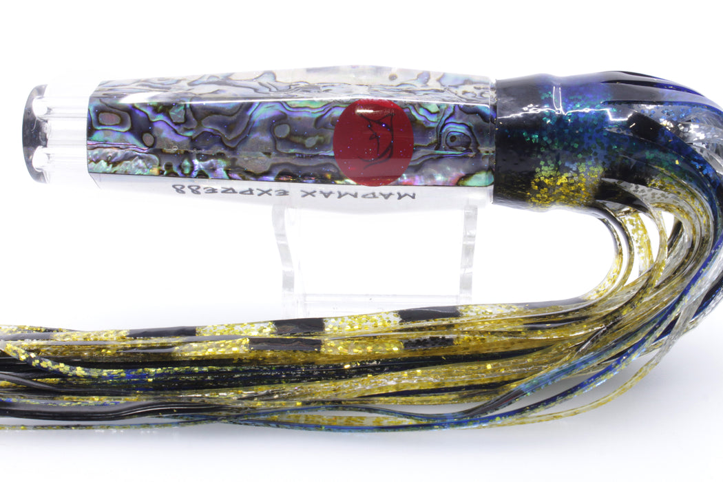 Bonze Lures Paua Shell Red Eyes 4-Hole Madmax Express 10" 9.5oz Blue-Gold-Black