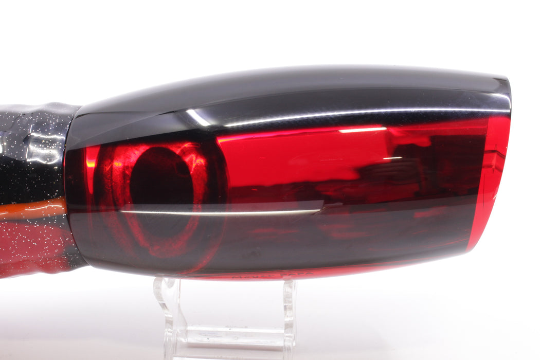 Moyes Lures Red Mirrored Black Back Papa Teaser 31oz Skirted Black-Orange-Red