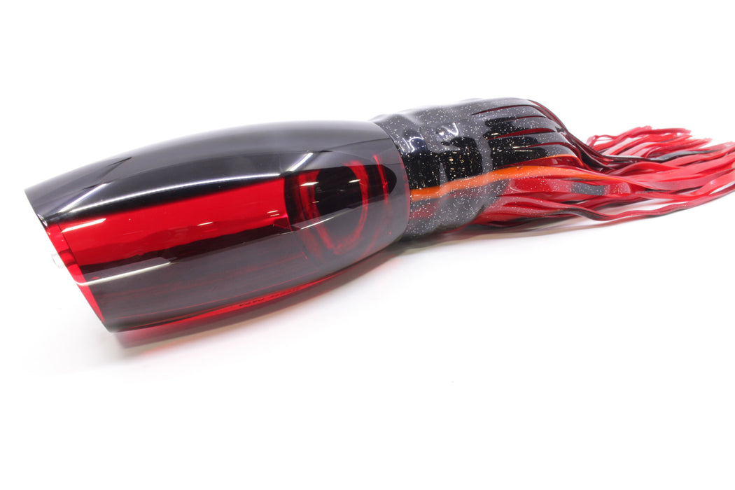 Moyes Lures Red Mirrored Black Back Papa Teaser 31oz Skirted Black-Orange-Red