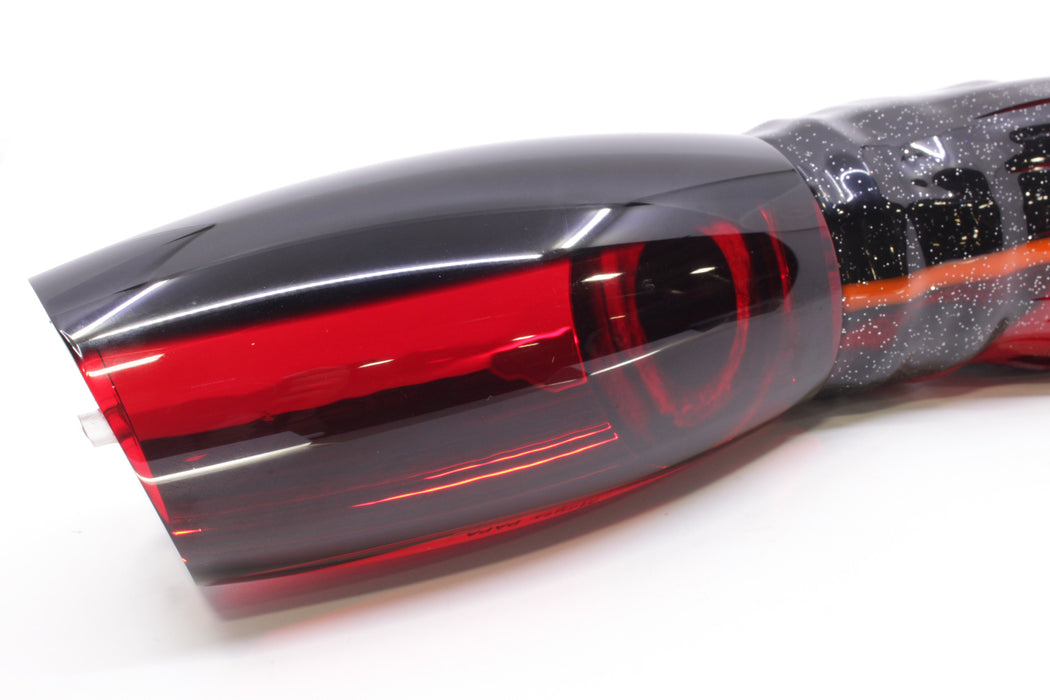 Moyes Lures Red Mirrored Black Back Papa Teaser 31oz Skirted Black-Orange-Red