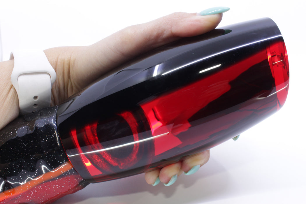 Moyes Lures Red Mirrored Black Back Papa Teaser 31oz Skirted Black-Orange-Red