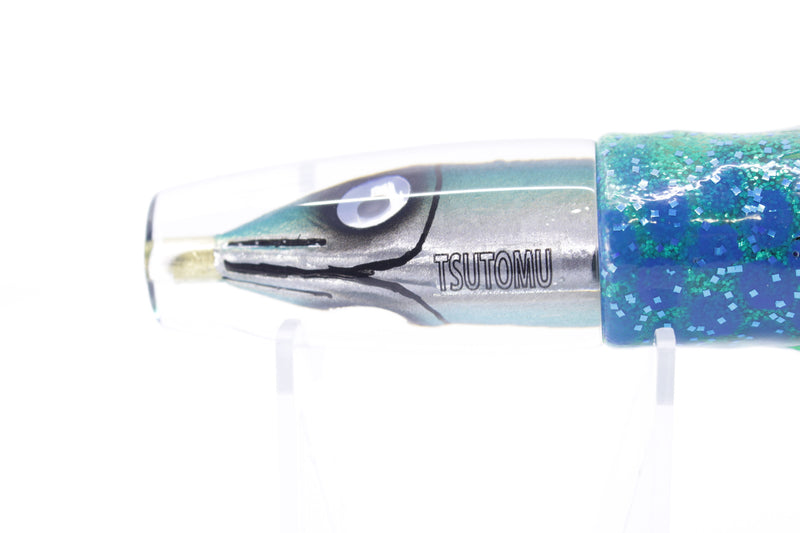 Tsutomu Lures Black-Green Fish Head Ali'i Invert 7" 5.7oz Skirted