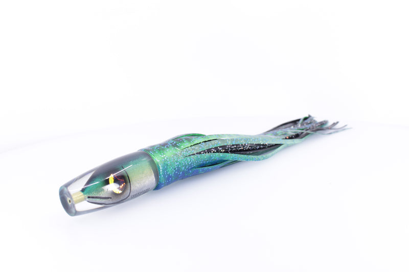 Tsutomu Lures Black-Green Fish Head Ali'i Invert 7" 5.7oz Skirted