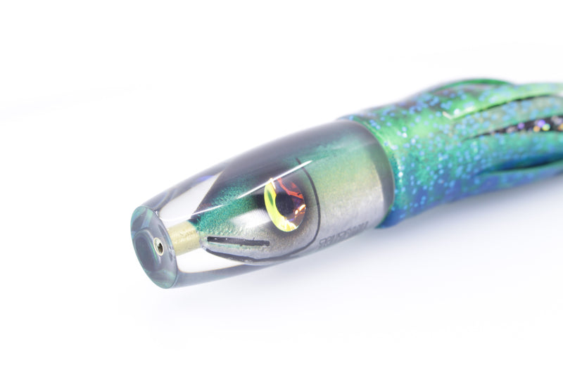 Tsutomu Lures Black-Green Fish Head Ali'i Invert 7" 5.7oz Skirted