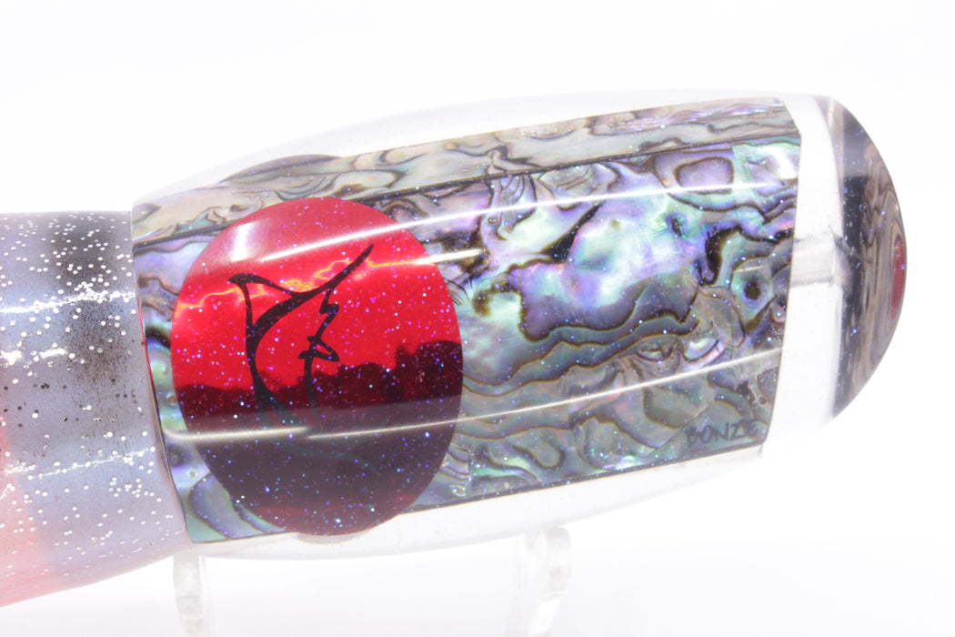 Bonze Lures Paua Shell Red Eyes Submission 14" 13oz Skirted White & Black/Pink