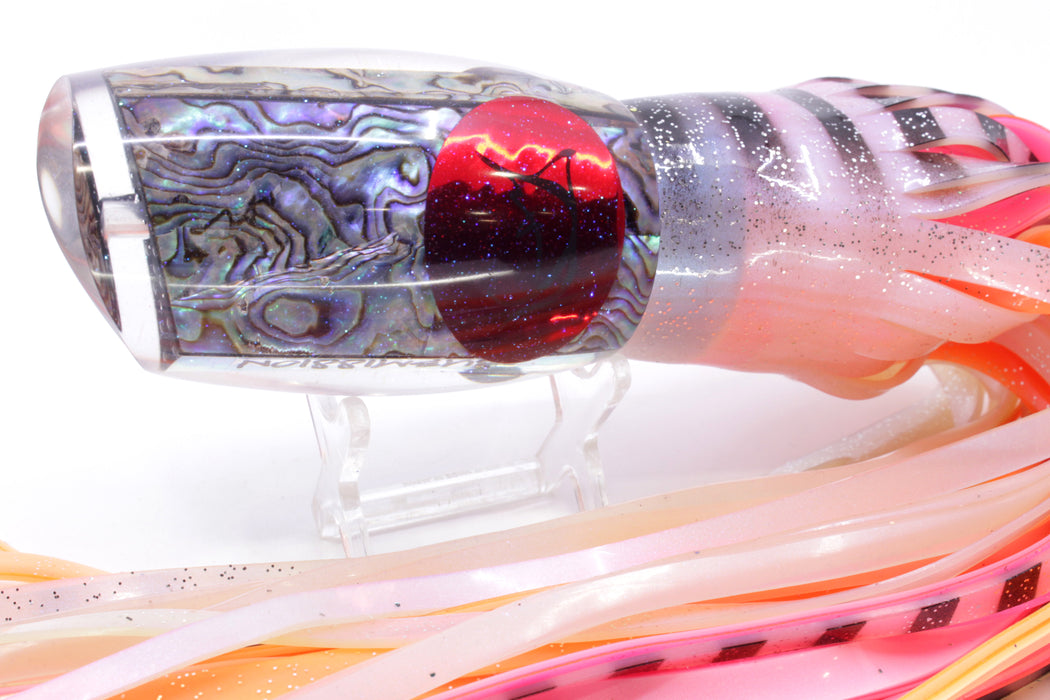 Bonze Lures Paua Shell Red Eyes Submission 14" 13oz Skirted White & Black/Pink
