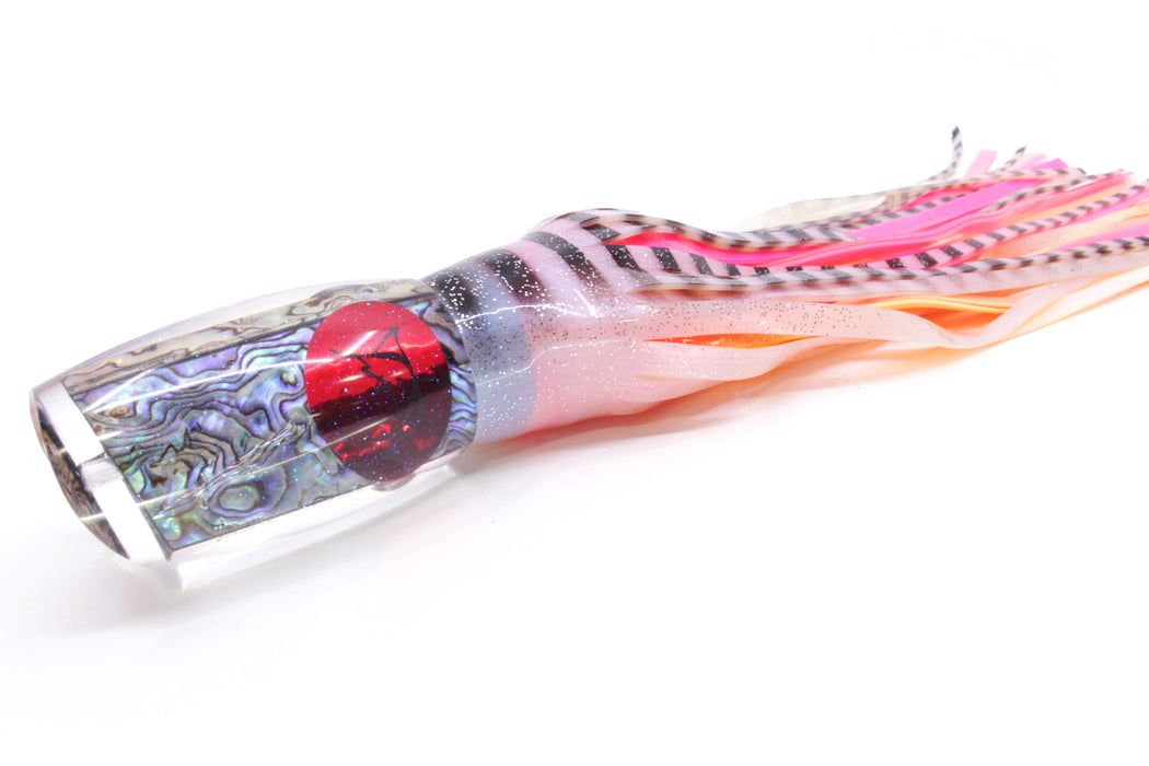 Bonze Lures Paua Shell Red Eyes Submission 14" 13oz Skirted White & Black/Pink